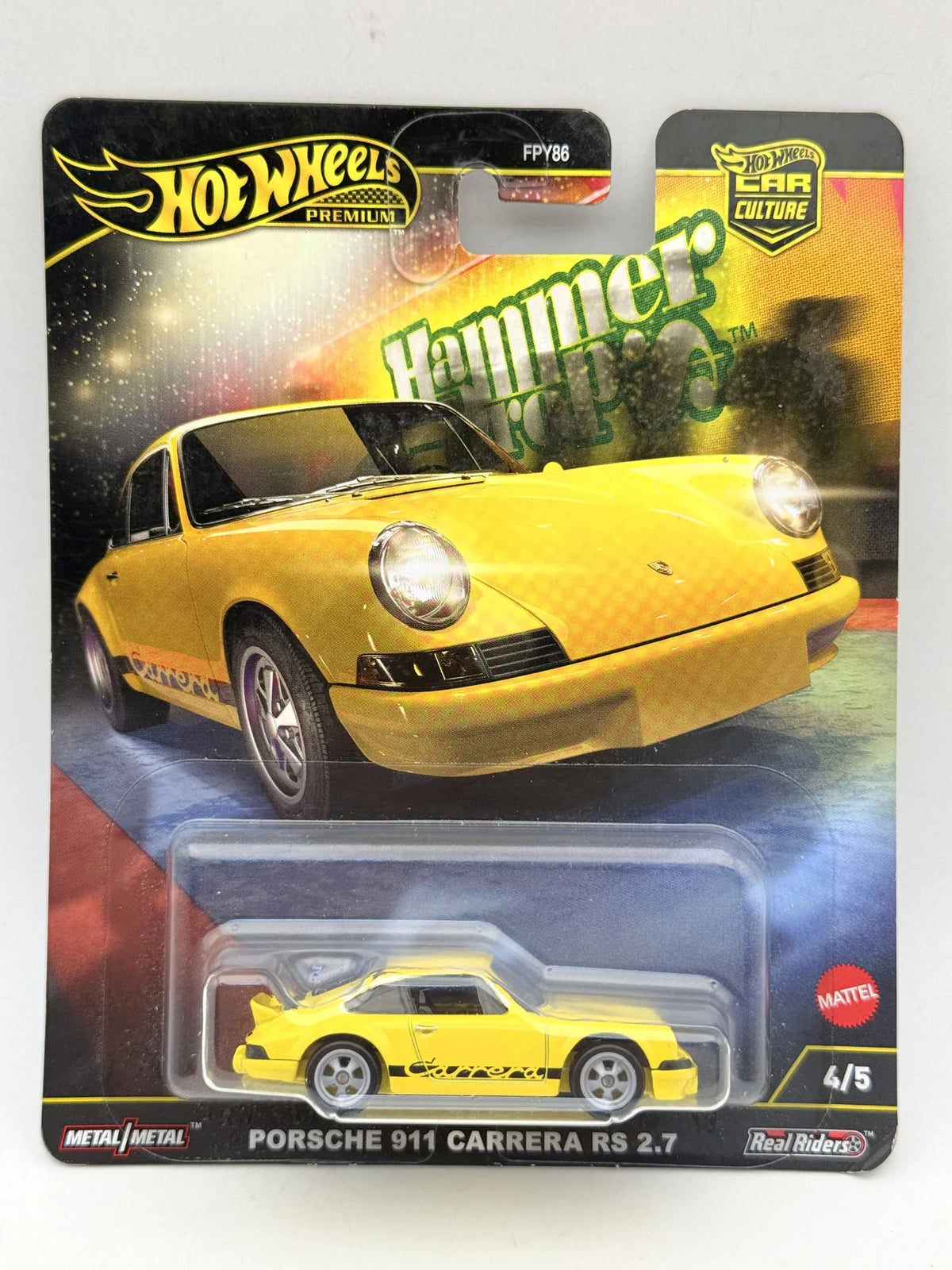 PORSCHE 911 CARRERA RS 2.7 Car Culture Hot Wheels 2024 Żółty 1:64 Premium – zdjęcie 9