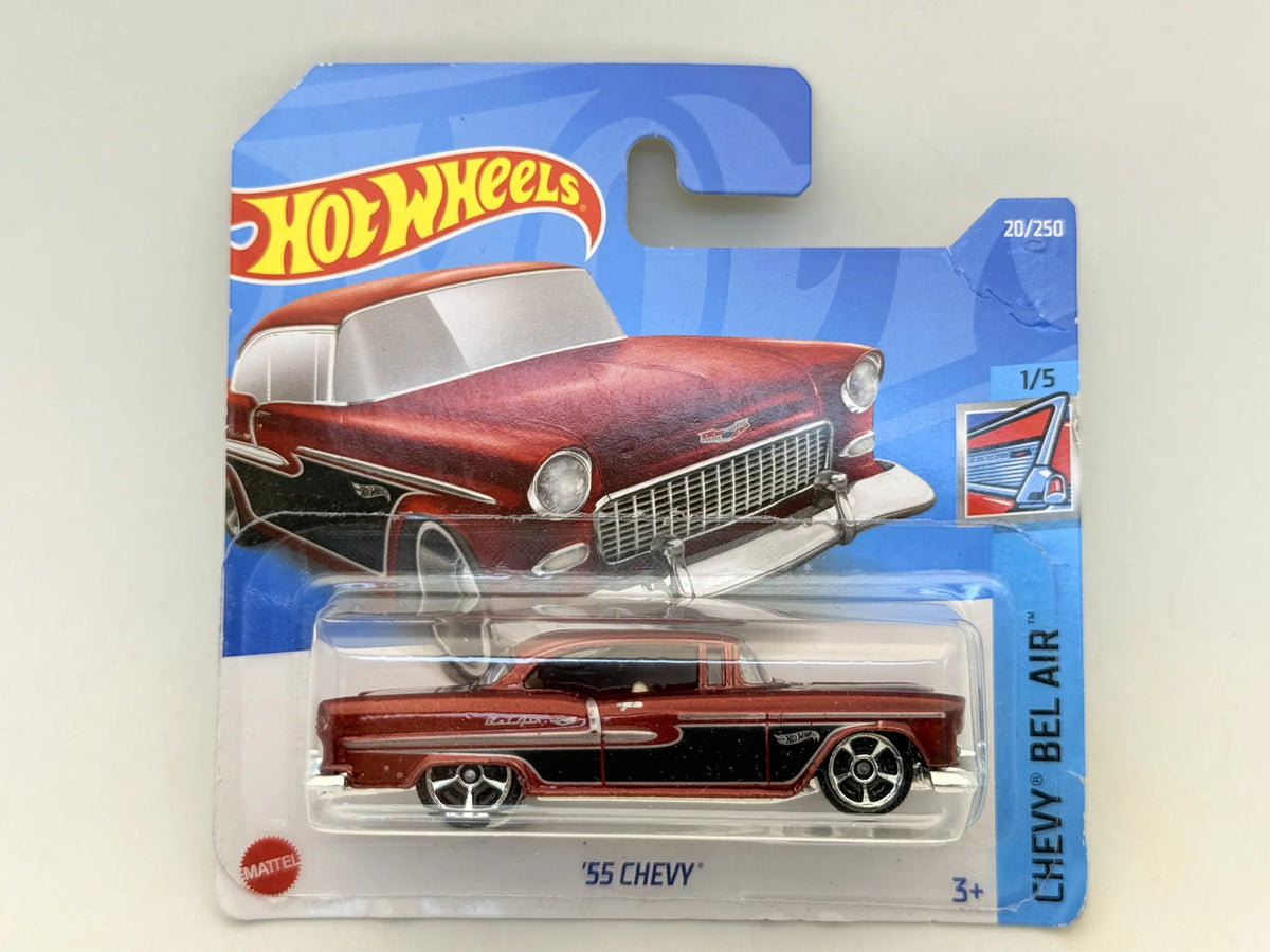 '55 CHEVY BEL AIR Mainline Hot Wheels 2022 Czerwony 1:64 – zdjęcie 9