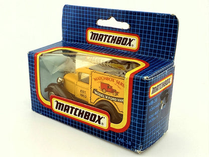 FORD MODEL A VAN, Matchbox, Made in Macau, Die cast Mb-38, Żółty, 1:64 – zdjęcie 8