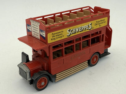 A.E.C. 8' TYPE BUS 1922 Matchbox 1982 Czerw. 1:64 Made in England Schweppes – zdjęcie 8