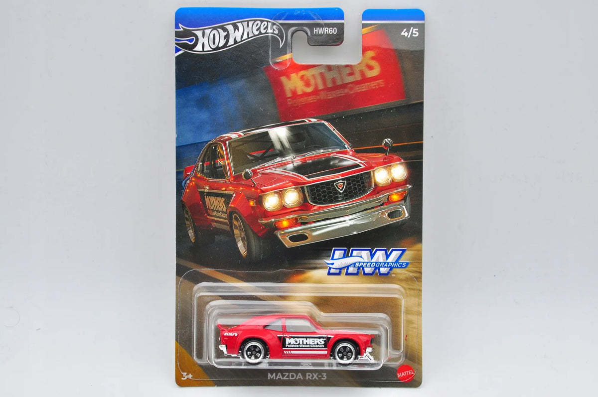 MAZDA RX-3, Hot Wheels Silver 2023, Die cast HRT07, Czerwony 1:64, Resoraki – zdjęcie 9