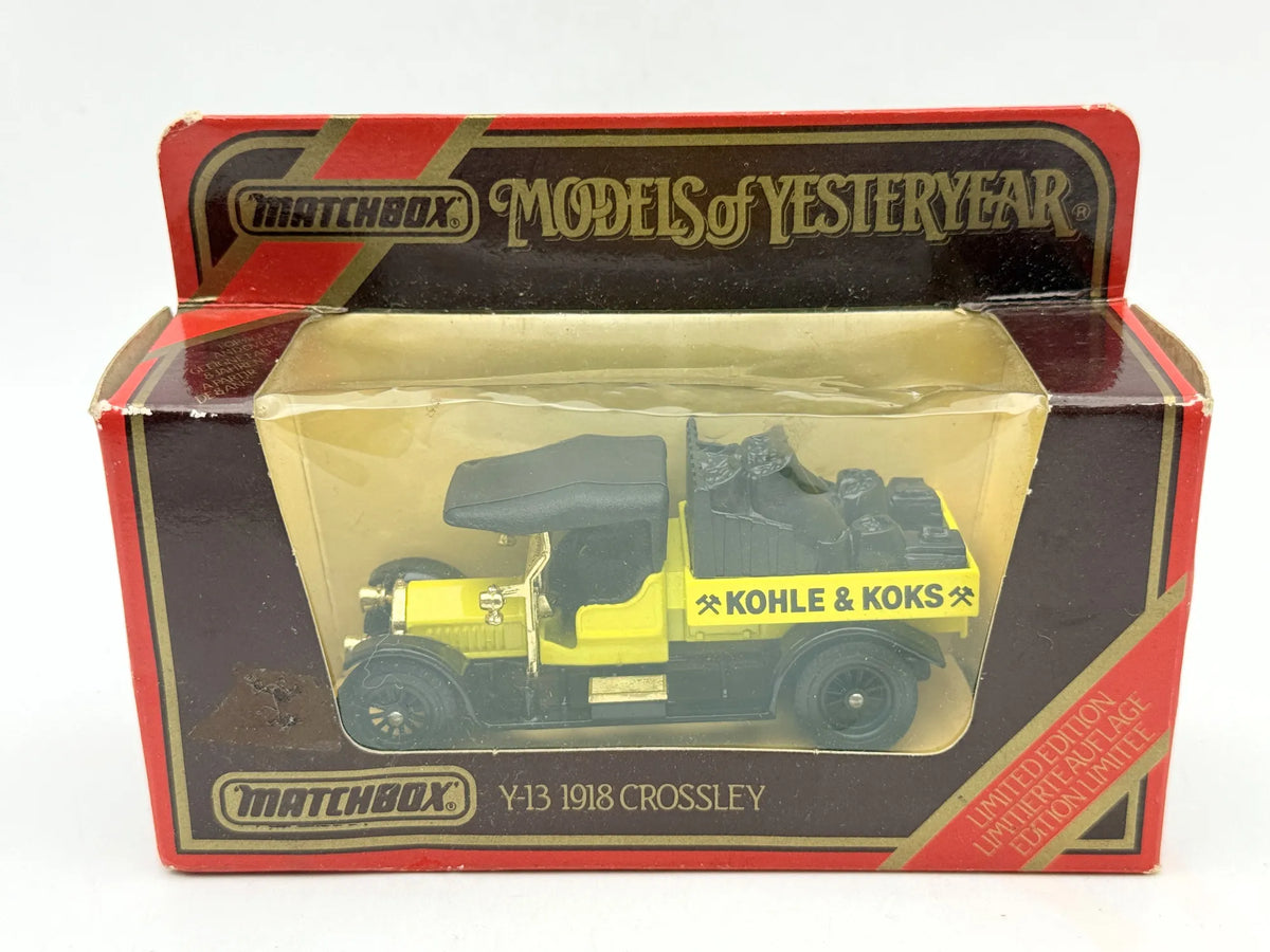 1918 CROSSLEY Models of Yeasteryear Matchbox 1986 Żółty 1:43 Made in Macau – zdjęcie 7