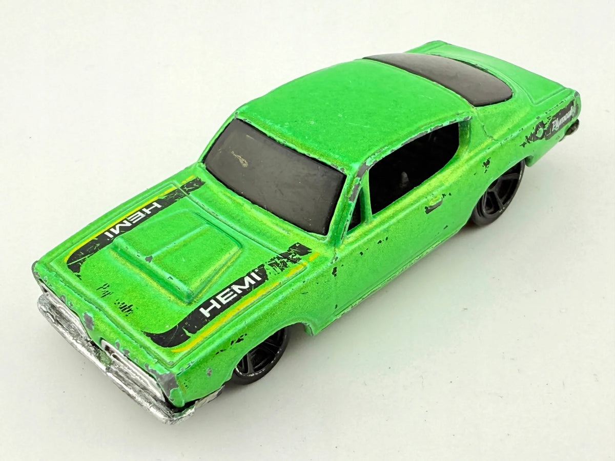 PLYMOUTH HEMI CUDA, Hot Wheels, Resoraki, Die cast E03, Zielony, 1:64 – zdjęcie 11