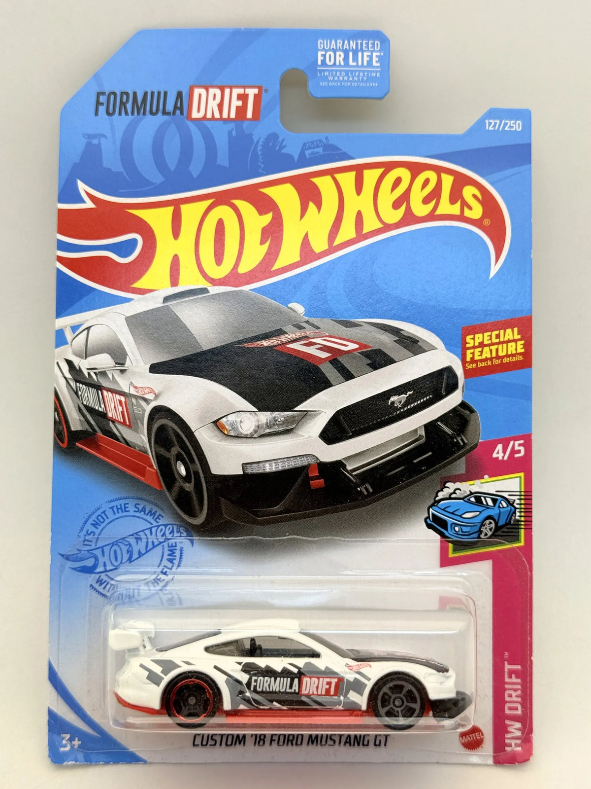 CUSTOM '18 FORD MUSTANG GT HW Drift Hot Wheels 2020 Biały 1:64 – zdjęcie 9
