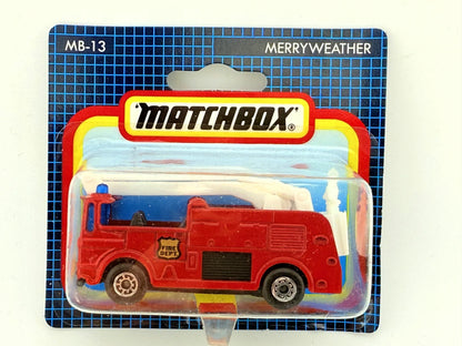 MERRYWEATHER FIRE TRUCK, Matchbox, Resoraki, Die cast Mb-13, Czerwony, 1:64 – zdjęcie 8
