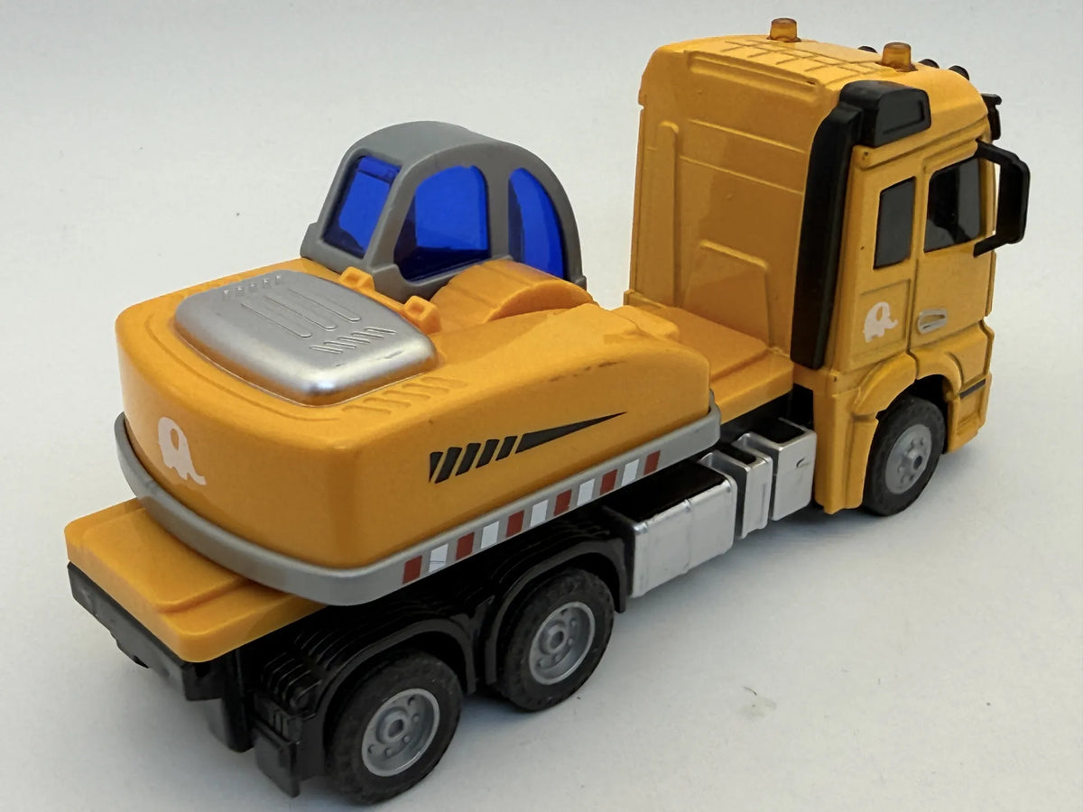 Ciężarówka JAK MERCEDES-BENZ TRUCK CIĘŻARÓWKA Z KOPARKĄ Żółty 1:43 – zdjęcie 2