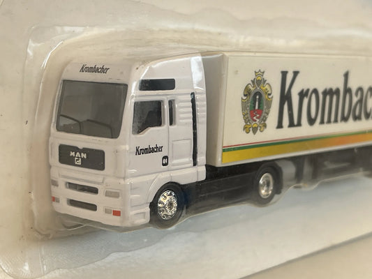 Man F2000 Z Naczepą Furgonową Grell 1:87 Biały Promocyjny Krombacher – zdjęcie 2