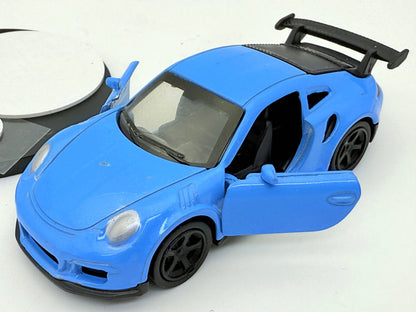 Porsche 911 Niebieski 1:55 + Stojak (Ekspozytor) na Model – zdjęcie 2