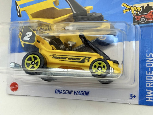 Draggin' Wagon Hw Ride-Ons Hot Wheels 2024 Żółty 1:64 TH Treasure Hunt – zdjęcie 2