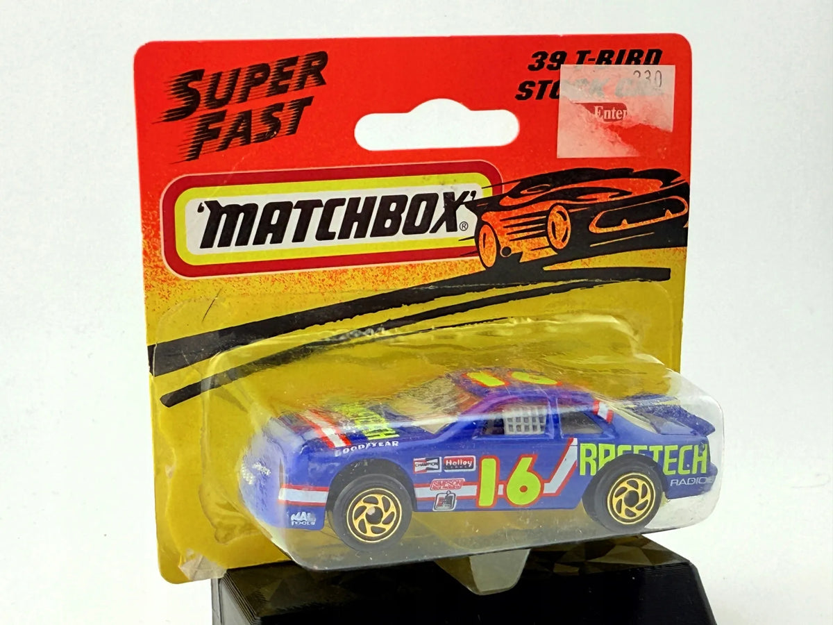39 T-BIRD STOCK CAR, Matchbox, Resoraki, Die cast 11039, Niebieski, 1:64 – zdjęcie 2