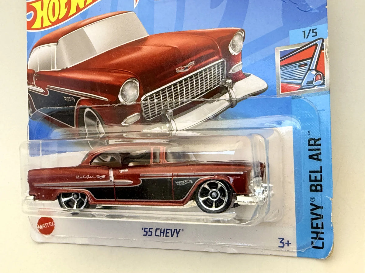 '55 CHEVY BEL AIR Mainline Hot Wheels 2022 Czerwony 1:64 – zdjęcie 2
