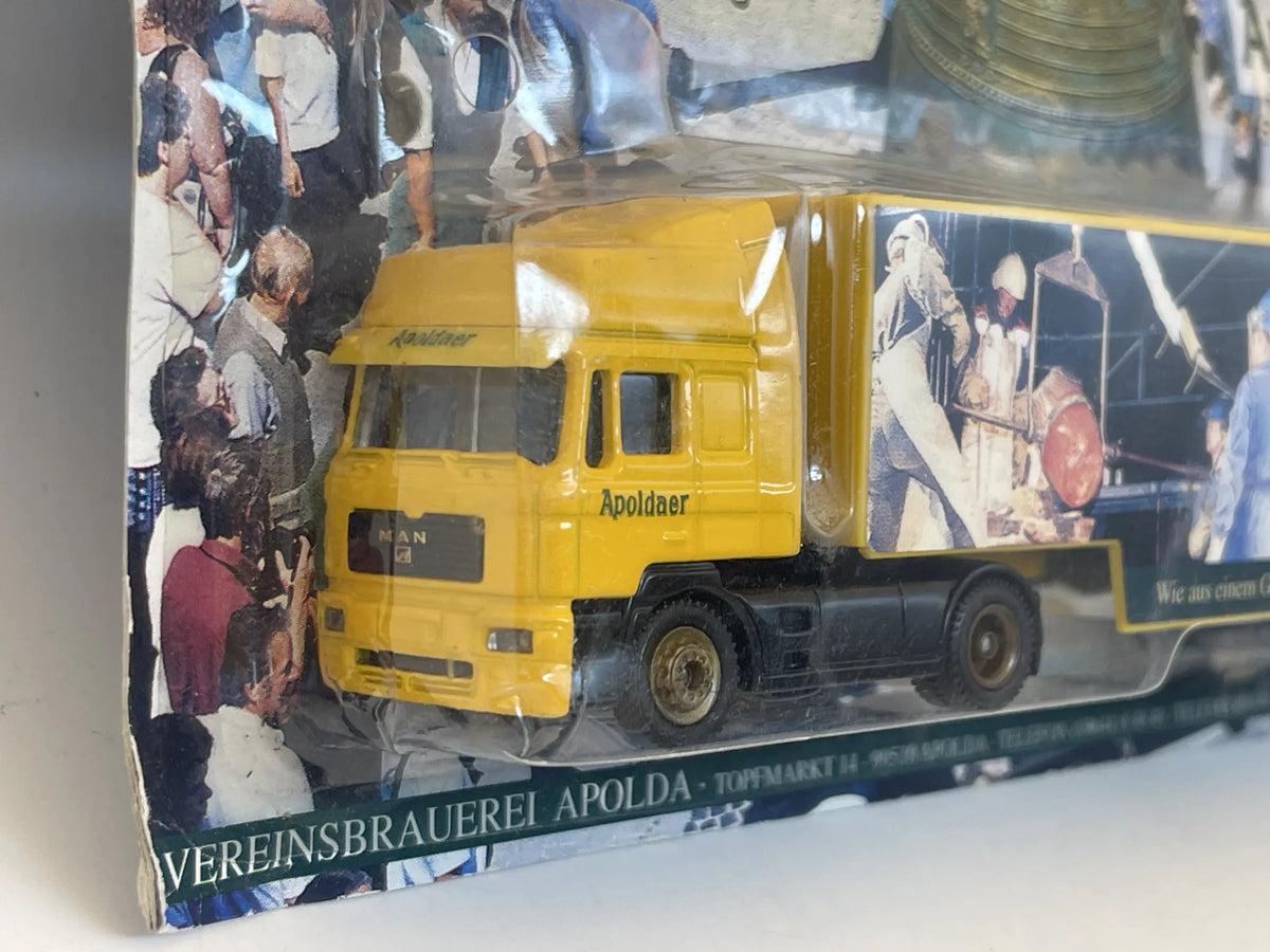 MAN F2000 Werbetruck 1:87 Ciężarówka Promocyjna Apoldaer Blister Żółty – zdjęcie 2