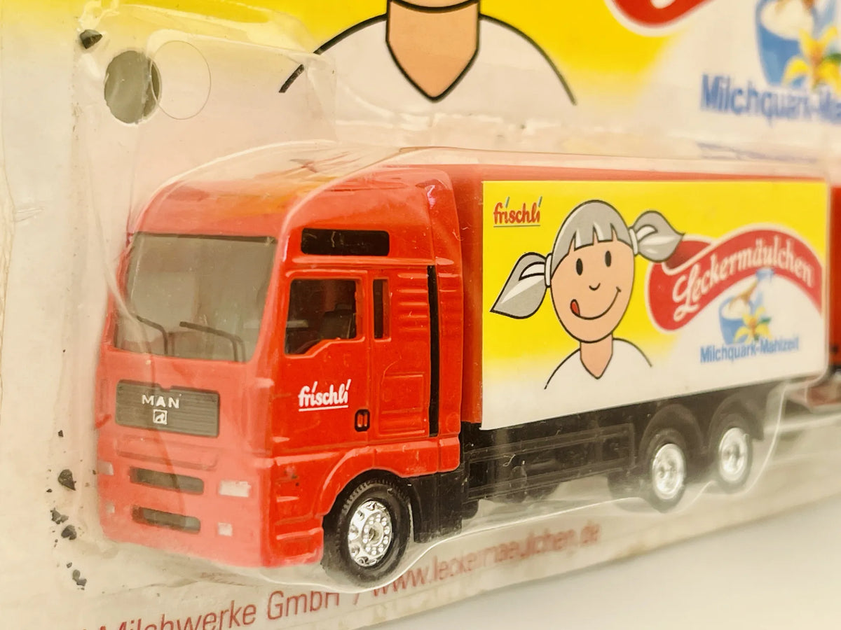 MAN TRUCK Grell 1:87 Czerwony Blister Promocyjny Leckermäulchen Frischli – zdjęcie 4