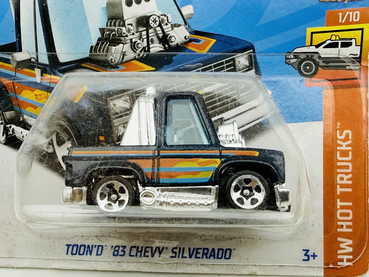 Tooned '83 Chevy Silverado Hot Wheels 2023 HW Hot Trucks 1:64 Pickup Czarny – zdjęcie 2