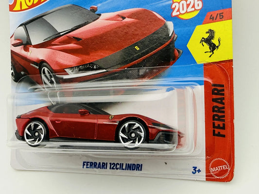 Ferrari 12Cilindri Hot Wheels 2026 Ferrari 1:64 Blister + Protektor Bordowy – zdjęcie 2