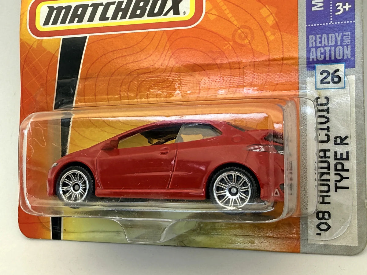 '08 HONDA CIVIC TYPE R MBX METAL Matchbox 2008 Czerwony 1:64 – zdjęcie 2