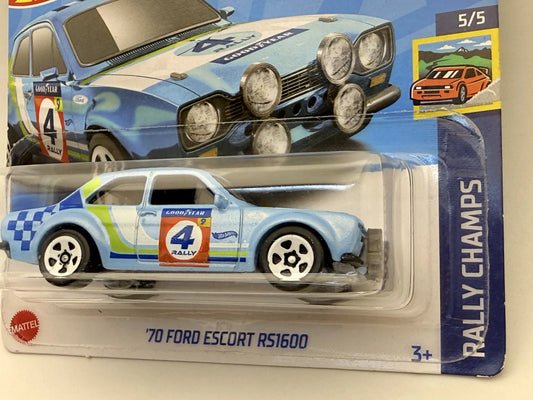 '70 FORD ESCORT RS1600 Rally Champs Hot Wheels 2022 Niebieski 1:64 – zdjęcie 2