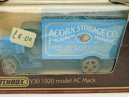 Y30 1920 MODEL AC MACK Matchbox 1984 1:43 Made in England Acorn Storage – zdjęcie 2
