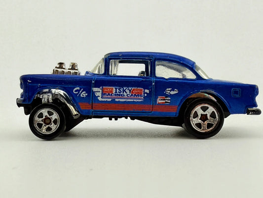 '55 Chevy Bel Air Gasser Mainline Hot Wheels Niebieski 1:64 – zdjęcie 2