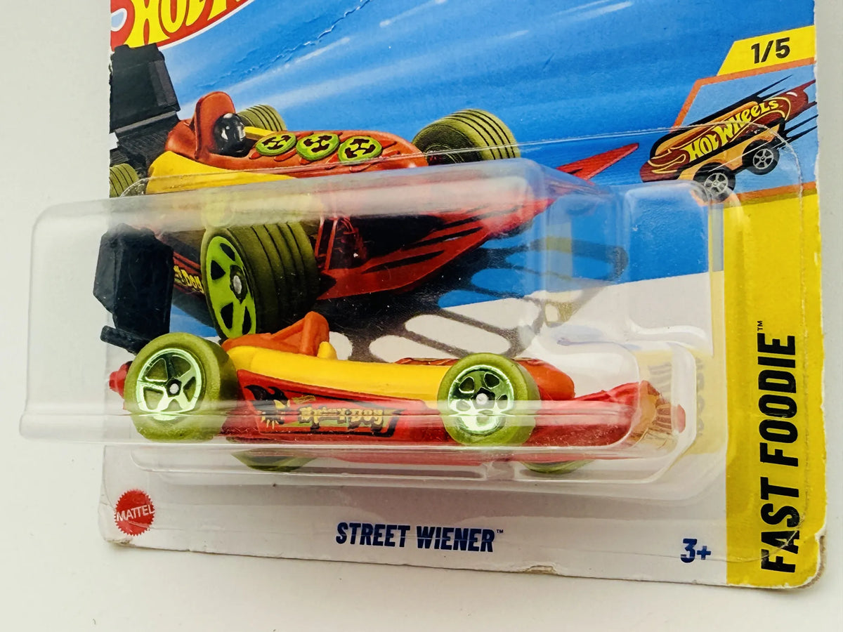 Street Wiener Hot Wheels 2025 Fast Foodie 1:64 Blister Żółty – zdjęcie 2