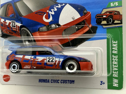 HONDA CIVIC CUSTOM Hw Reverse Rake Hot Wheels 2025 Niebieski 1:64 – zdjęcie 2