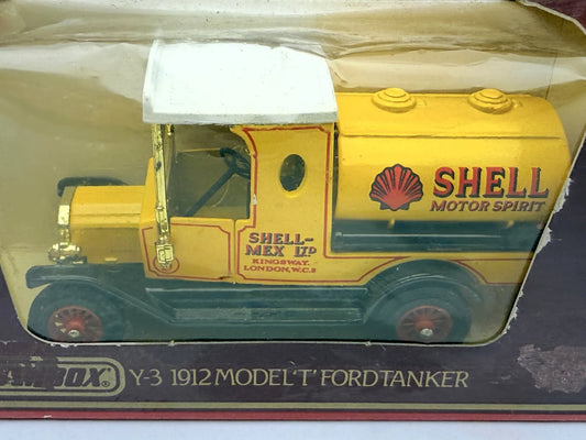 Ciężarówka Y-3 1912 MODEL T FORD TANKER Matchbox 1986 Żółty 1:35 Shell – zdjęcie 2