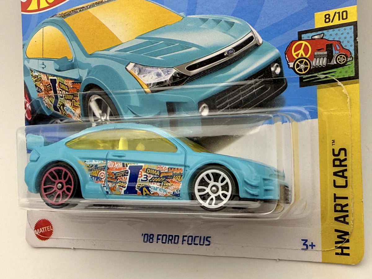'08 FORD FOCUS HW ART CARS Hot Wheels 2023 Turkusowy 1:64 – zdjęcie 2