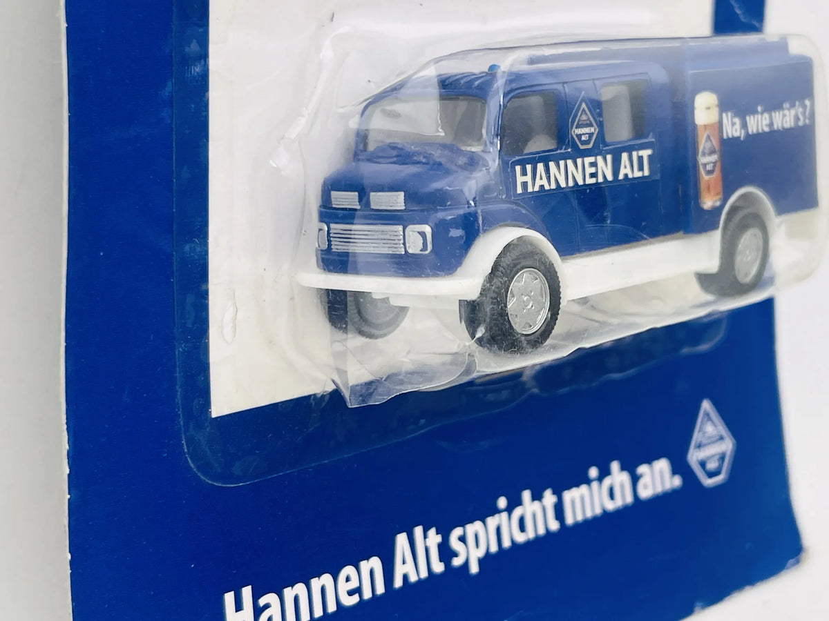Niemiecki Van Hannen Alt Grell 1:87 Ciężarówka Promocyjna Blister Niebieski – zdjęcie 2
