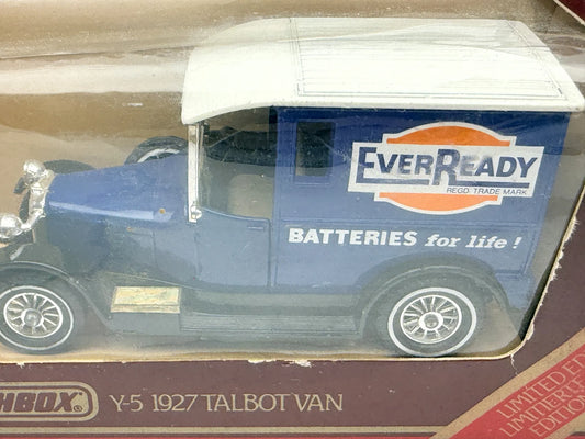 Y-5 1927 TALBOT VAN Matchbox 1984 Niebieski 1:47 EverReady – zdjęcie 2