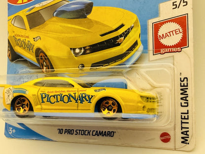 '10 Pro Stock Camaro Hot Wheels 2021 1:64 PICTIONARY Żółty – zdjęcie 2