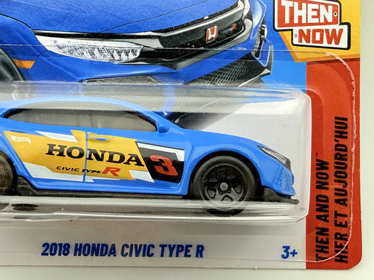 2018 HONDA CIVIC TYPE R, Hot Wheels 2025, Die cast JBB77-N522, Niebie. 1:64 – zdjęcie 2