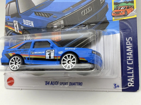 '84 AUDI SPORT QUATTRO Rally Champs Hot Wheels 2022 Blue 1:64 + Protektor – zdjęcie 2