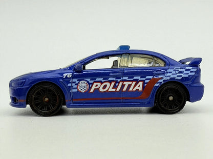 Mitsubishi Lancer Evolution X Police 2010, Matchbox, Resoraki Die cast 1:64 – zdjęcie 3