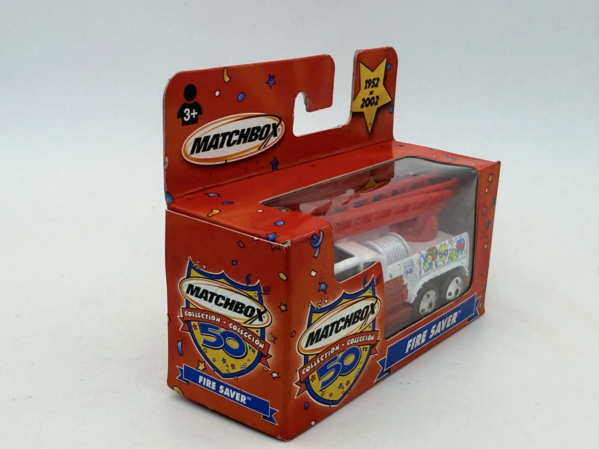 FIRE SAVER 50th Anniversary Straż pożarna Matchbox 2002 Biały 1:64 – zdjęcie 3