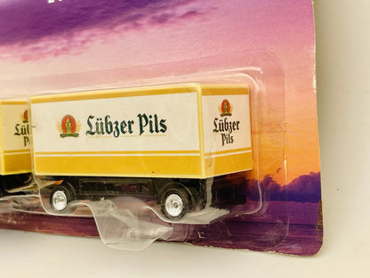 Mercedes-Benz Atego Z Przyczepą Skrzyniową Hümmer 1:87 Reklama Lübzer Pils – zdjęcie 3
