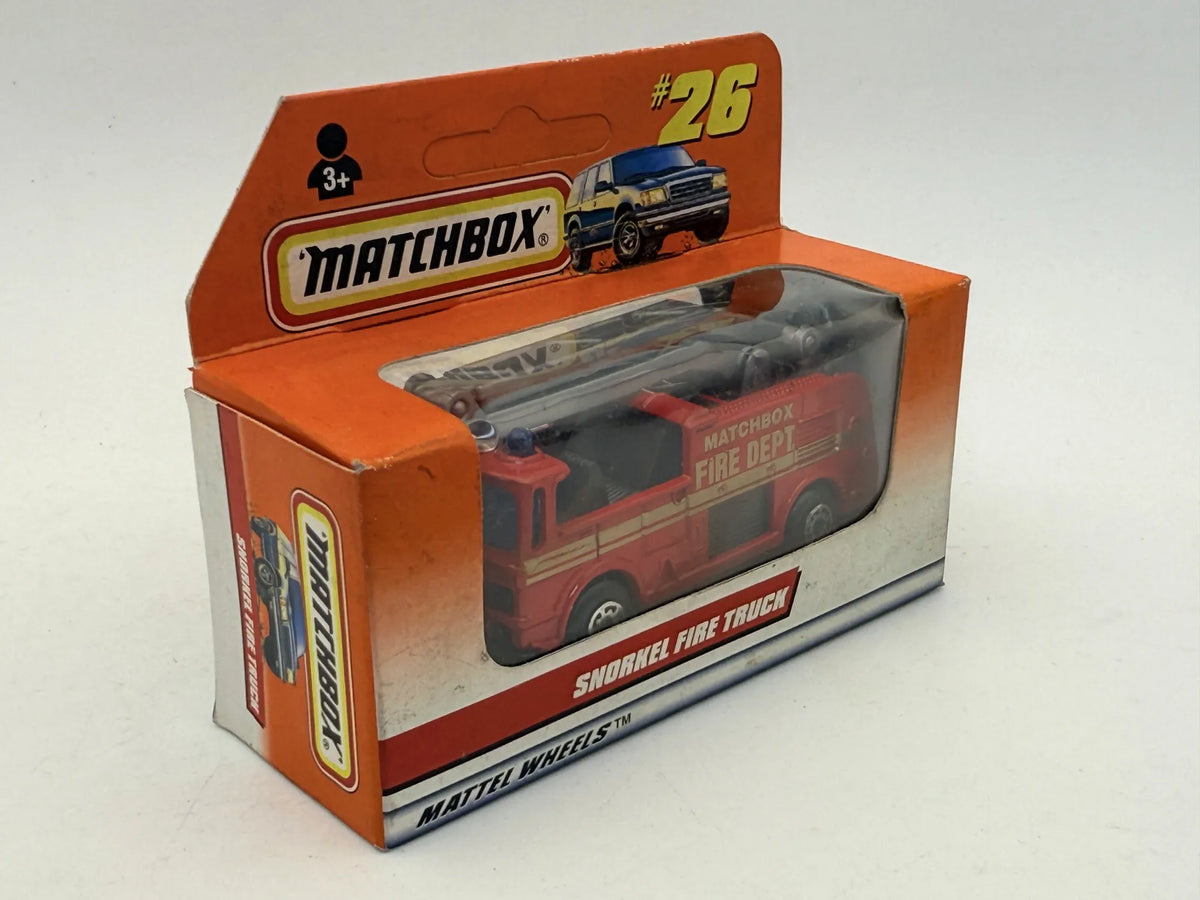 Ciężarówka SNORKEL FIRE TRUCK Straż pożarna Matchbox 1997 Czerwony 1:64 – zdjęcie 3