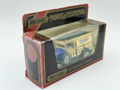 Y-22 1930 MODEL A FORD VAN Matchbox 1986 Niebieski 1:40 Made in Macau – zdjęcie 3