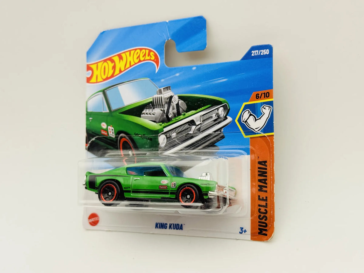 Plymouth Barracuda Hot Wheels 2025 Muscle Mania 1:64 GOODYEAR Muscle Car – zdjęcie 3