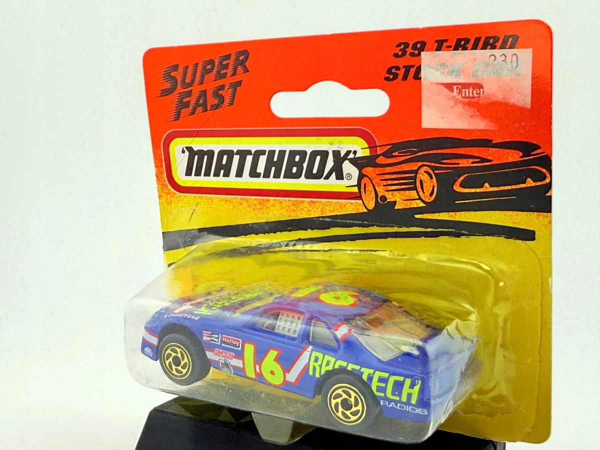 39 T-BIRD STOCK CAR, Matchbox, Resoraki, Die cast 11039, Niebieski, 1:64 – zdjęcie 3