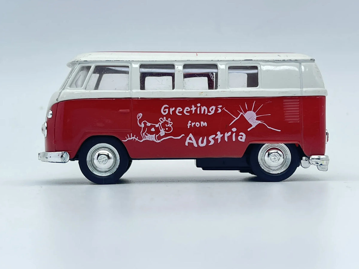Volkswagen Microbus (1962), VW Greetings from Austria, Welly, Die cast 1:32 – zdjęcie 3