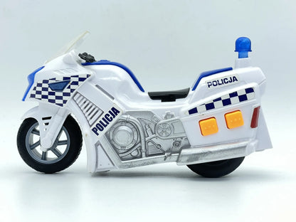MOTOCYKL POLICYJNY, Policja, Teamsterz, Resoraki, Biało-Niebieska, 1:14 – zdjęcie 3
