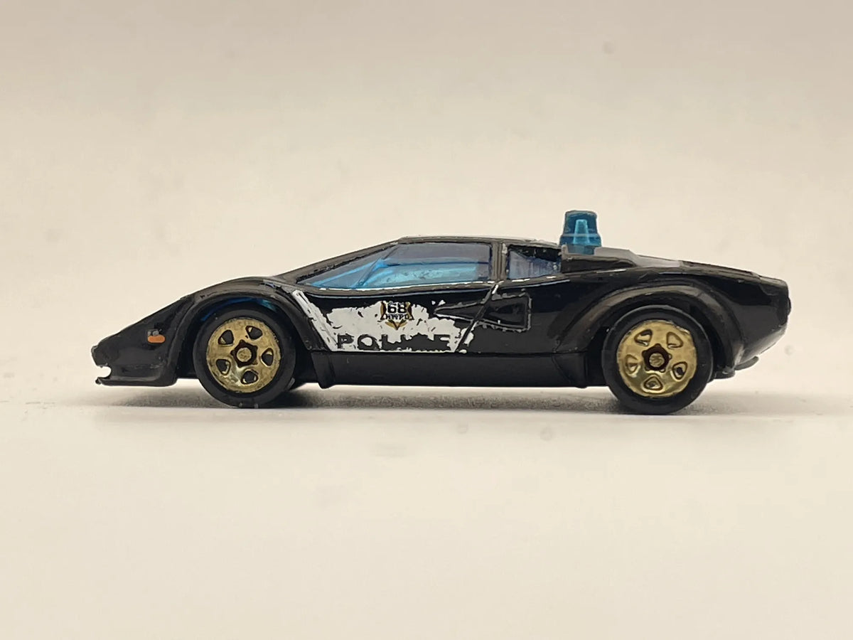 LAMBORGHINI COUNTACH PACE CAR POLICE, Hot Wheels 2017 Die cast Czarny 1:64 – zdjęcie 3