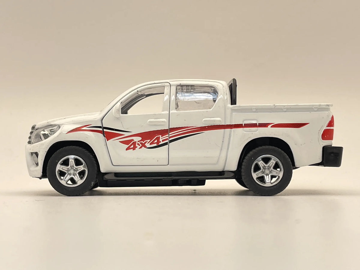 Jak Toyota Hilux Pickup 4X4, Resoraki, Die cast 1:36, biały – zdjęcie 3