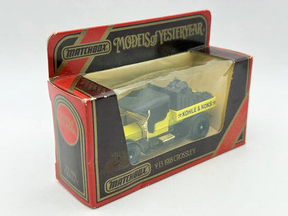 1918 CROSSLEY Models of Yeasteryear Matchbox 1986 Żółty 1:43 Made in Macau – zdjęcie 3