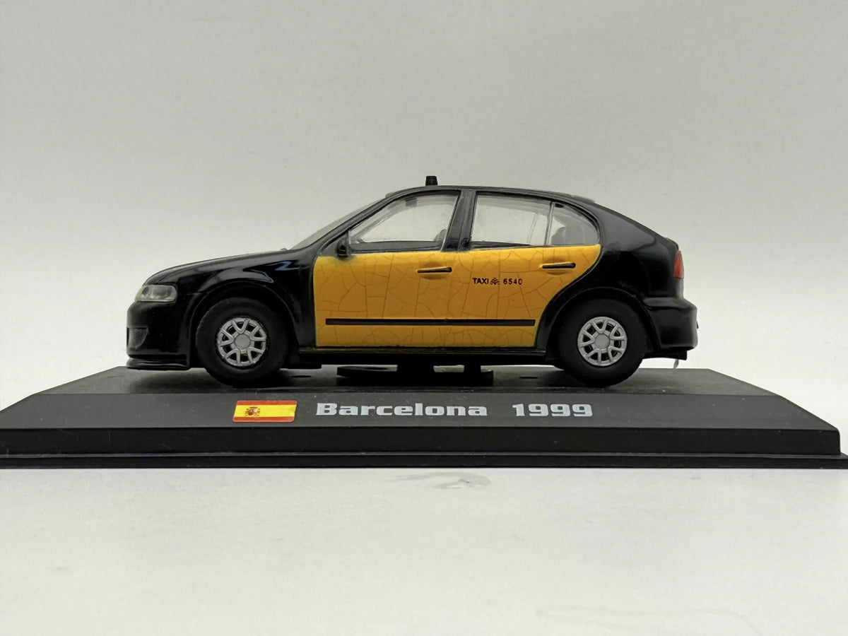 SEAT LEON, TAXI BARCELONA 1999, AmerCom 2006, Die cast Czarny 1:43 Resoraki – zdjęcie 3