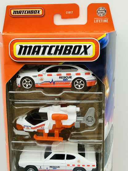 5 Pack MBX RESCUE V Matchbox 2024 1:64 AMBULANCE Blister Biały – zdjęcie 3