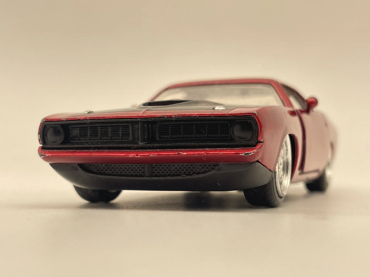 1970 PLYMOUTH BARRACUDA, Jada Toys 2017, Die cast 99001, Bordowy, 1:32 – zdjęcie 4