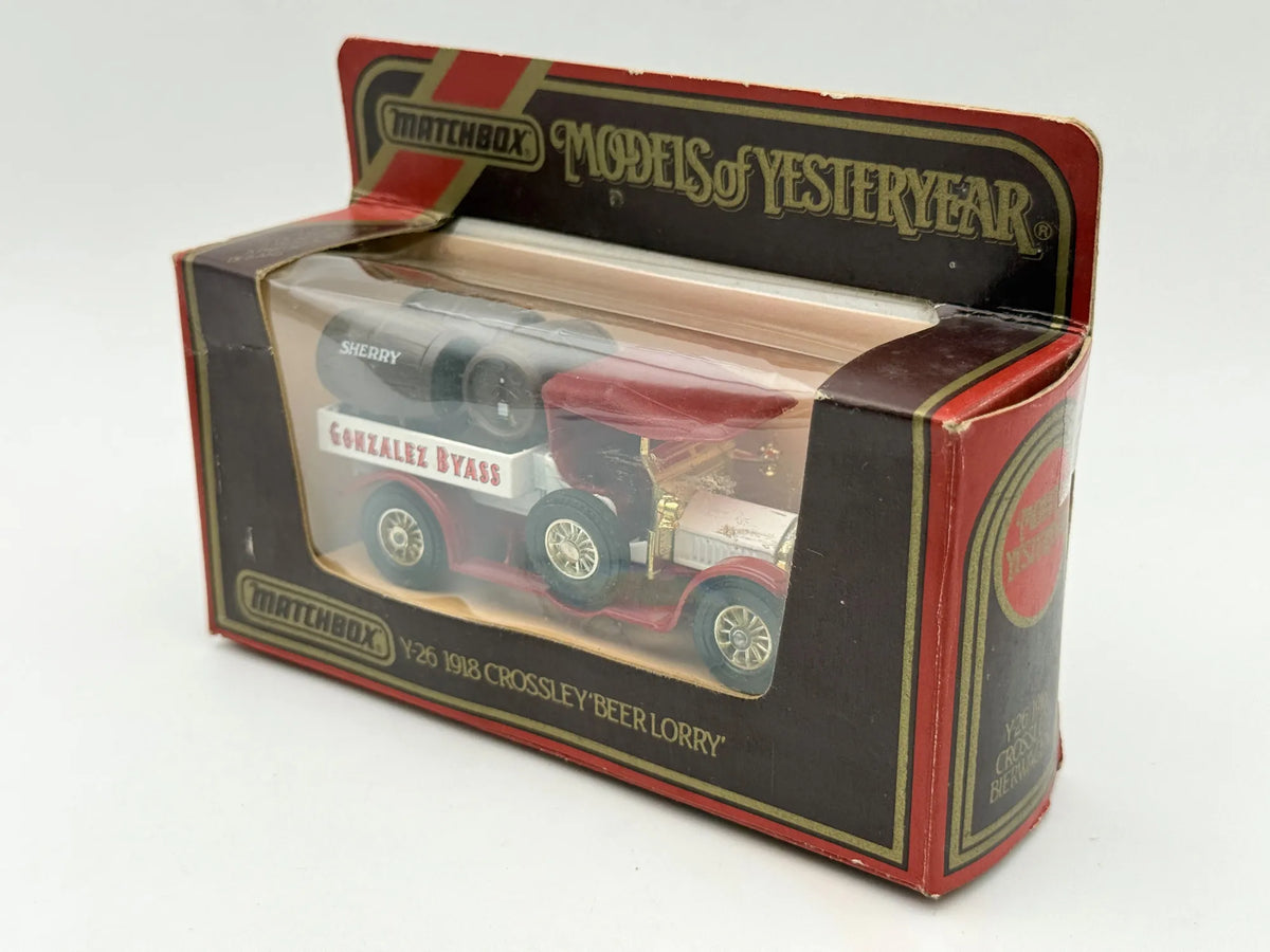 Y26 1918 CROSSLEY BEER LORRY Matchbox 1986 Czerwony 1:47 Made in England – zdjęcie 4