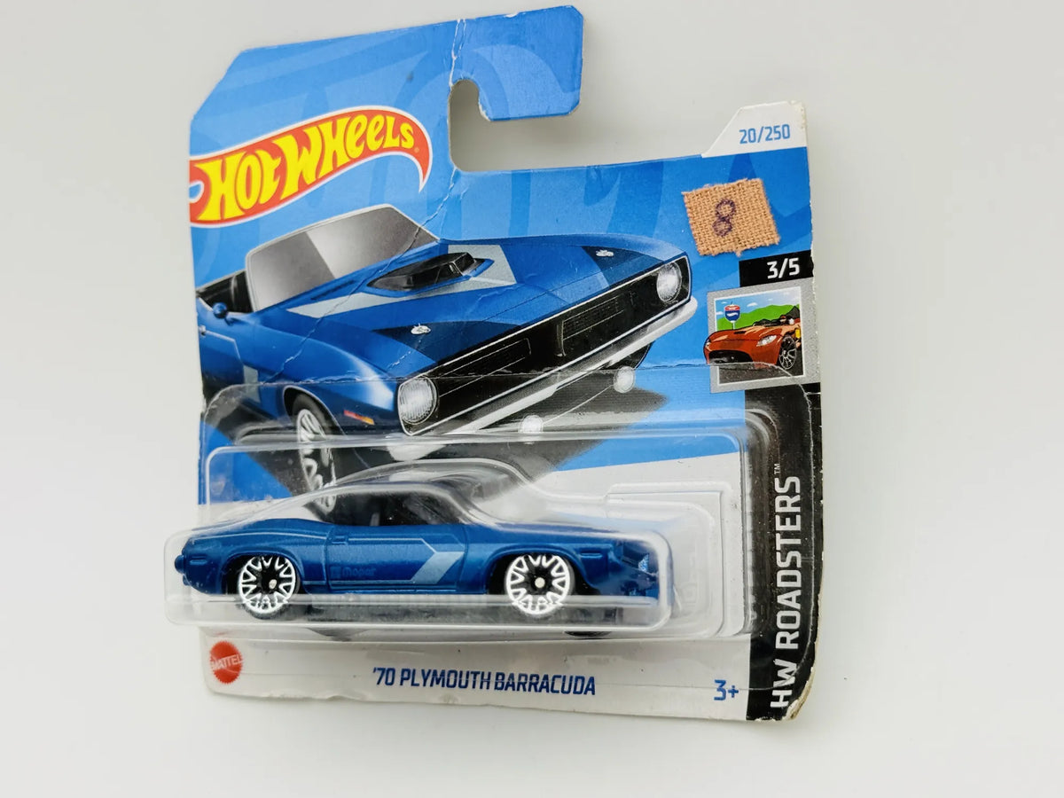 1970 Plymouth Barracuda Hot Wheels 2024 HW Roadsters 1:64 Blister Niebieski – zdjęcie 4