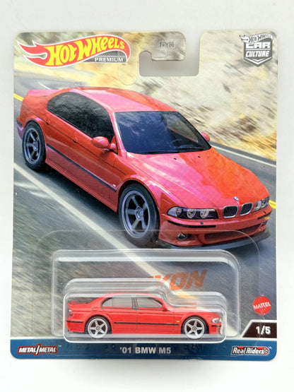 '01 BMW M5 Hot Wheels Premium 2021 Czerwony 1:64 2xMetal – zdjęcie 4